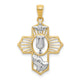14k w/Rhodium Cross Pendant