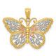 14k w/White and Rose Rhodium Diamond-cut Butterfly Pendant