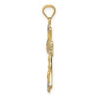 14K w/Rhodium Reversible Cross Pendant
