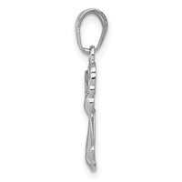 14K White Gold Polished/Textured Guardian Angel Heart Pendant