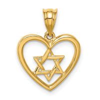14K Polished Star of David in Heart Pendant