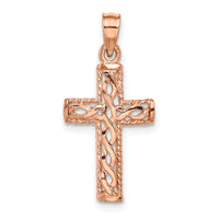 14K Rose Polished Braided Cross Pendant