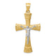14K Two-tone Brushed & Polished Greek Key Crucifix Pendant