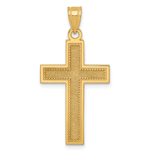 14K Large Satin Cross Pendant