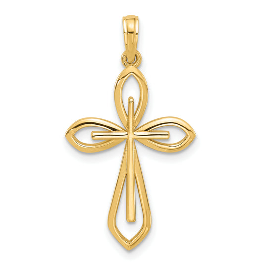 14KY Fancy Two Cross Charm