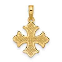 14K Polished Beaded  Fleur de Lis Cross Pendant