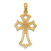 14K Polished Fleur De Lis Cross Pendant