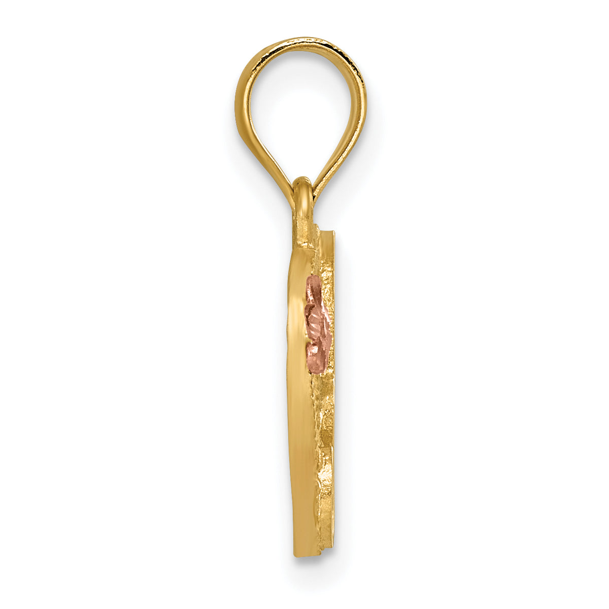 14k Two-Tone Heart Letter A  Initial Pendant