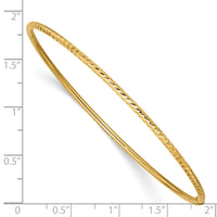 14k 2mm Diamond-cut Tube Slip-on Bangle