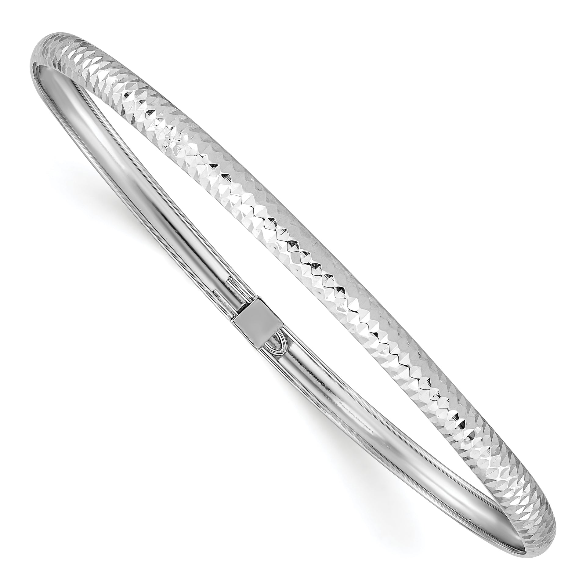 14k White Gold Textured Flexible Bangle