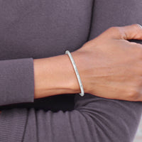 14k White Gold Textured Flexible Bangle