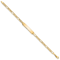 14k Semi-solid Figaro ID Bracelet