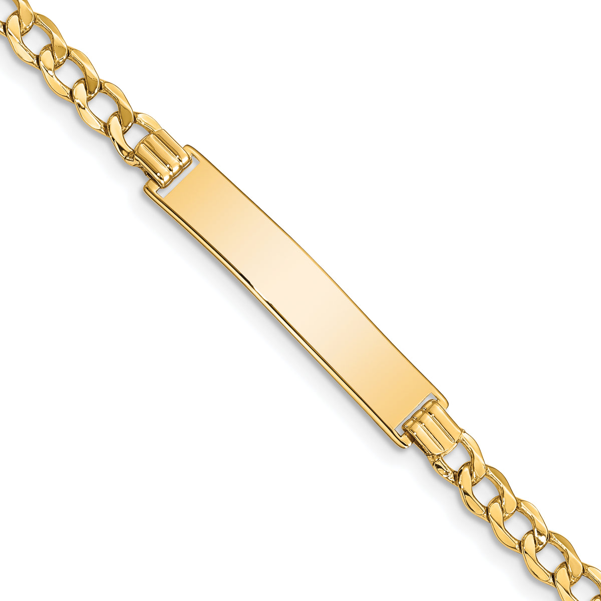 14k Semi-solid Curb Link 6.75in Id Bracelet
