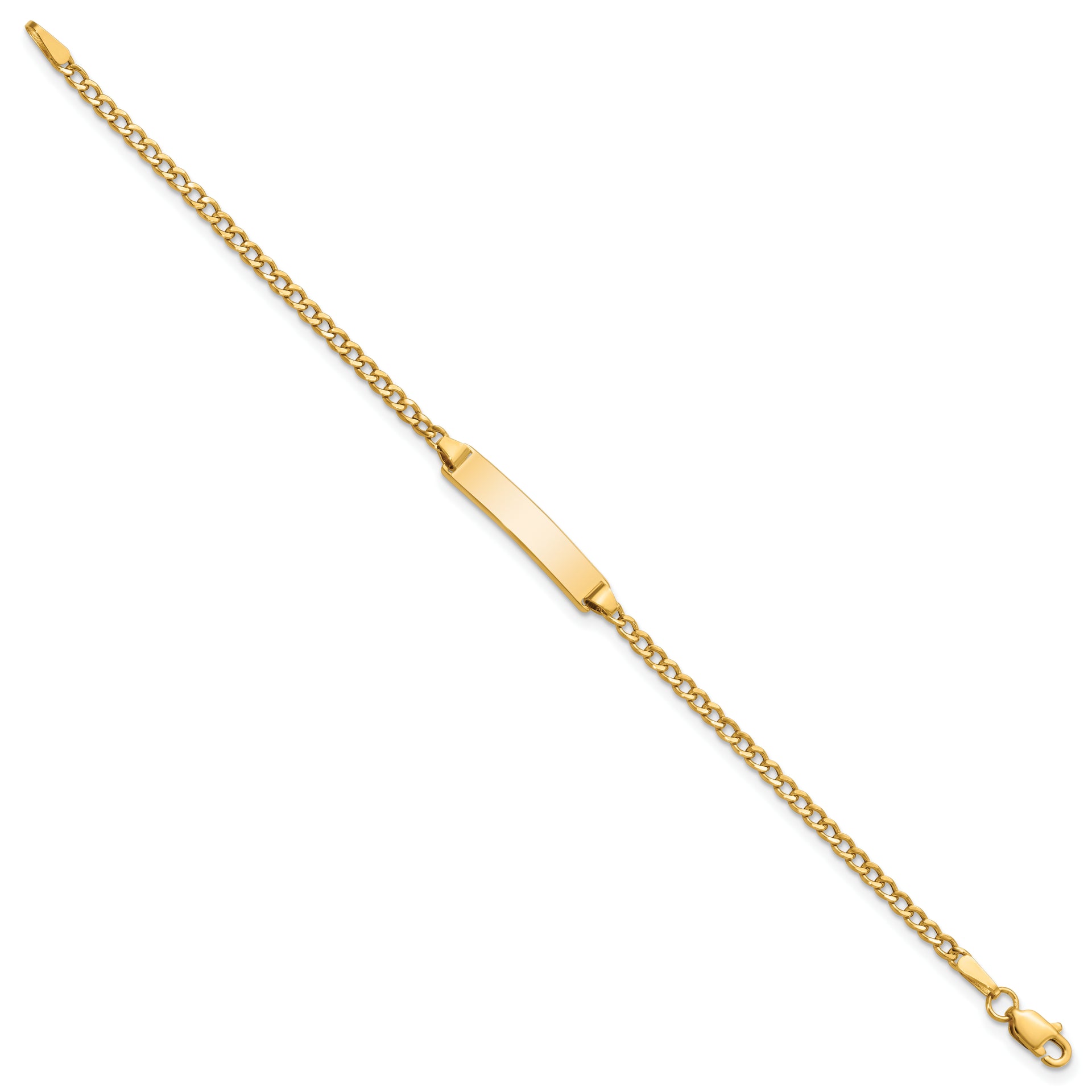 14k Semi-Solid Polished Cuban ID Bracelet