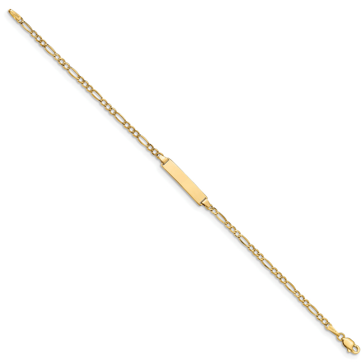 14k Semi-Solid Polished Figaro ID Bracelet
