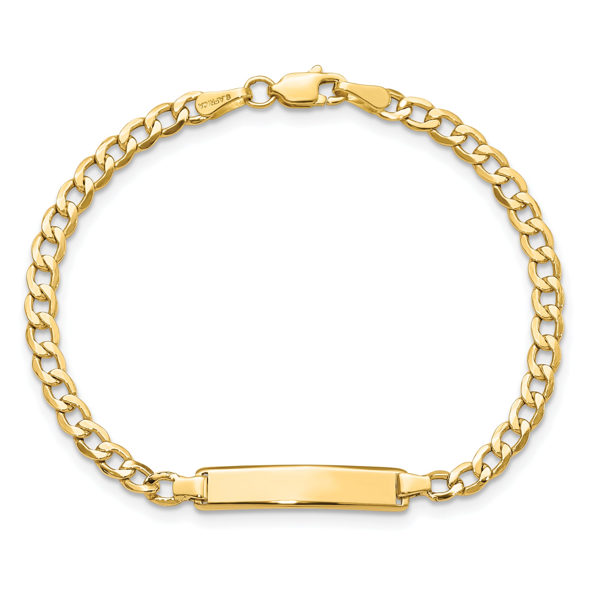 14k Semi-solid Cuban Link ID Bracelet
