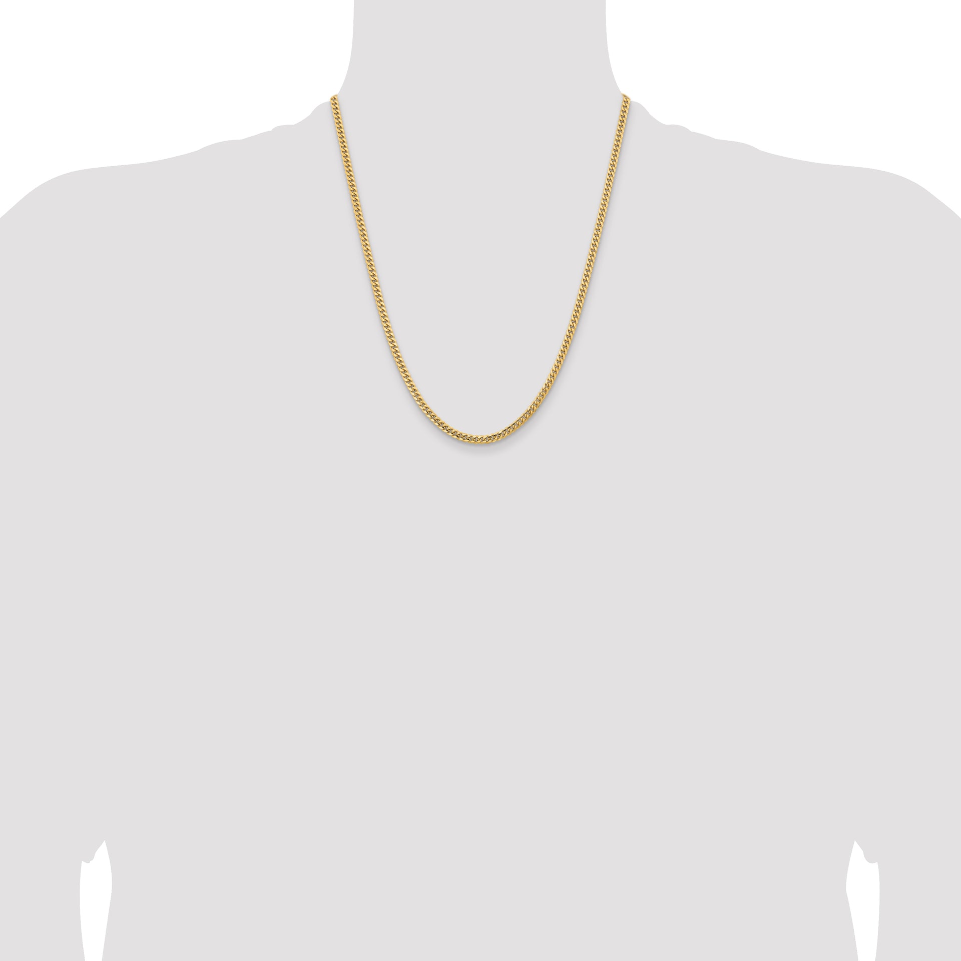 14k 3.5mm Solid Miami Cuban Chain