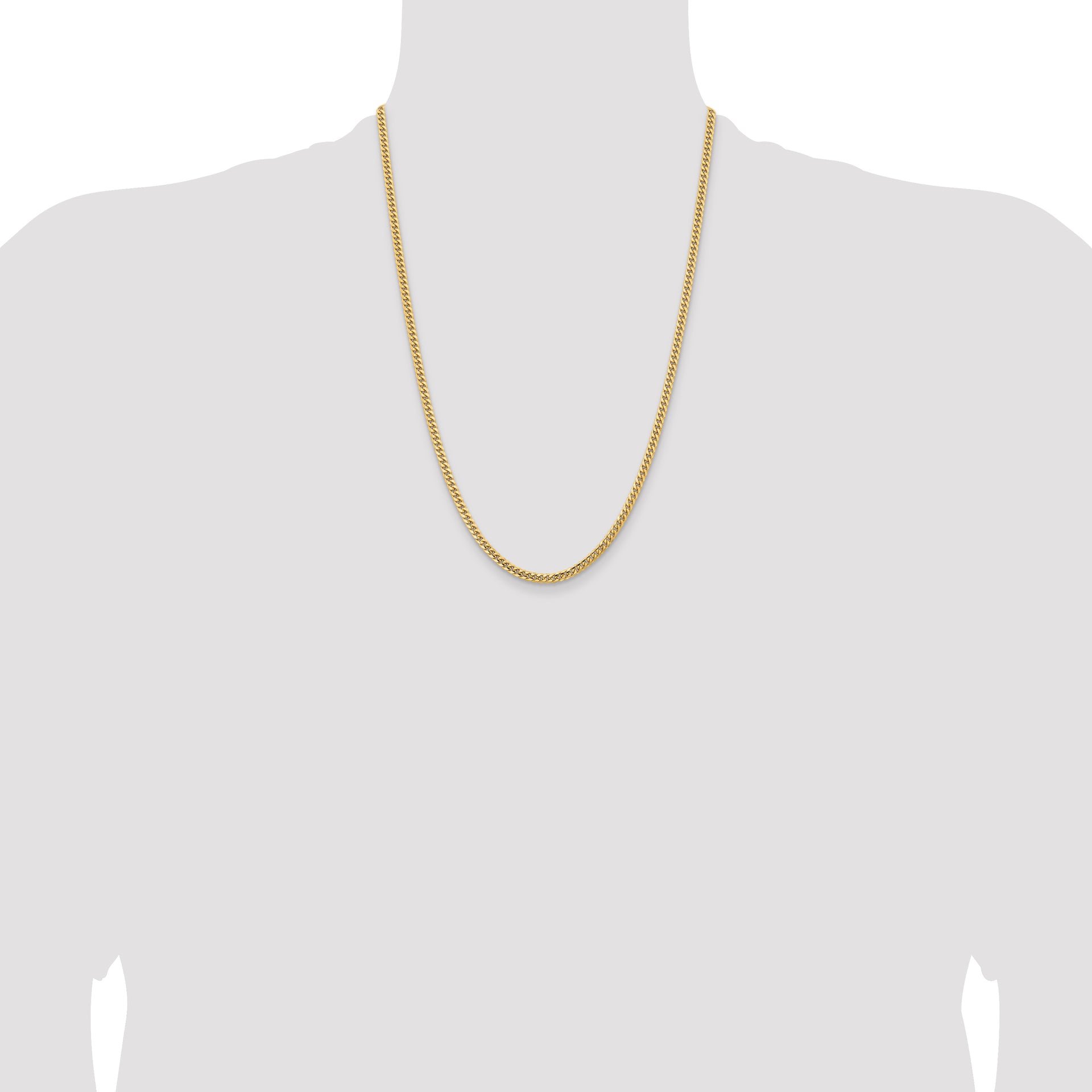 14k 3.5mm Solid Miami Cuban Chain