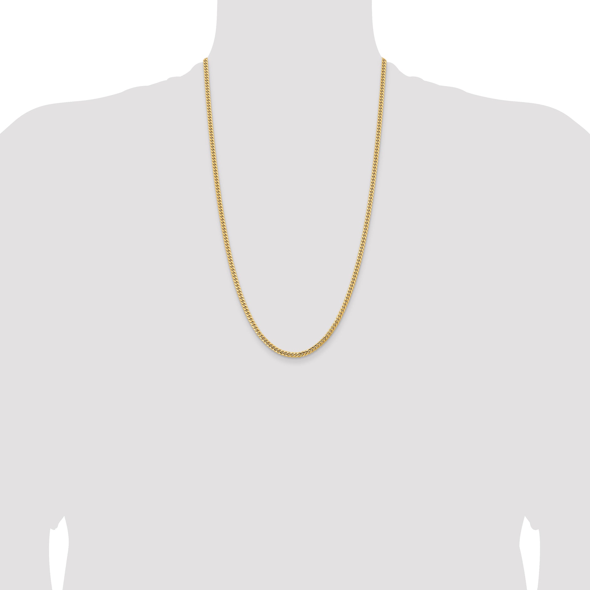 14k 3.5mm Solid Miami Cuban Chain