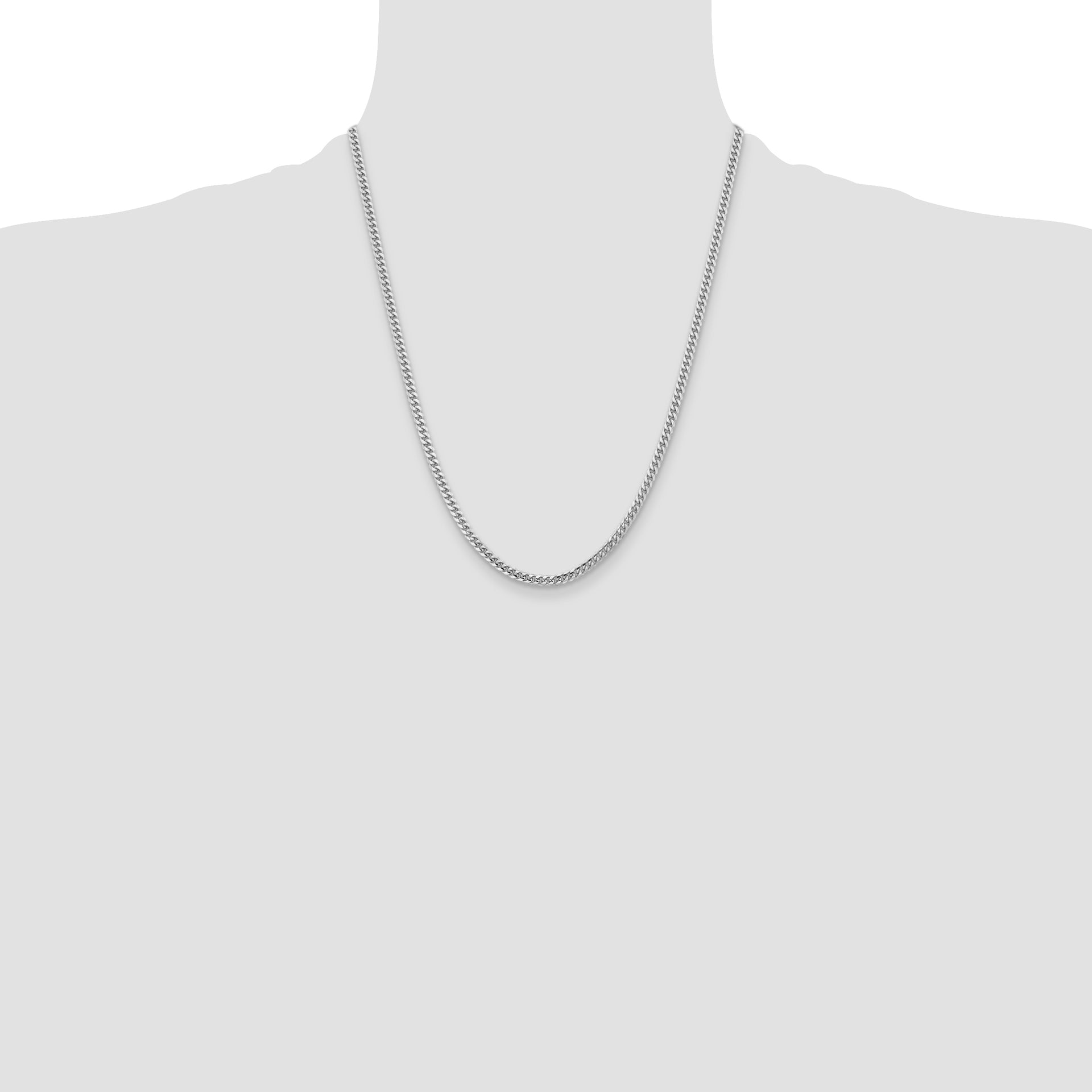 14k White Gold 3.5mm Solid Miami Cuban Chain
