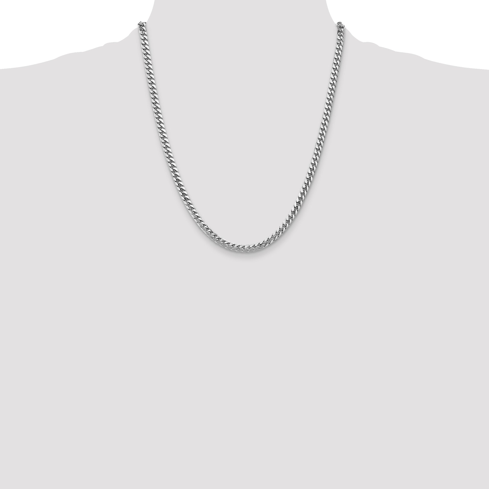 14k White Gold 4.3mm Solid Miami Cuban Chain