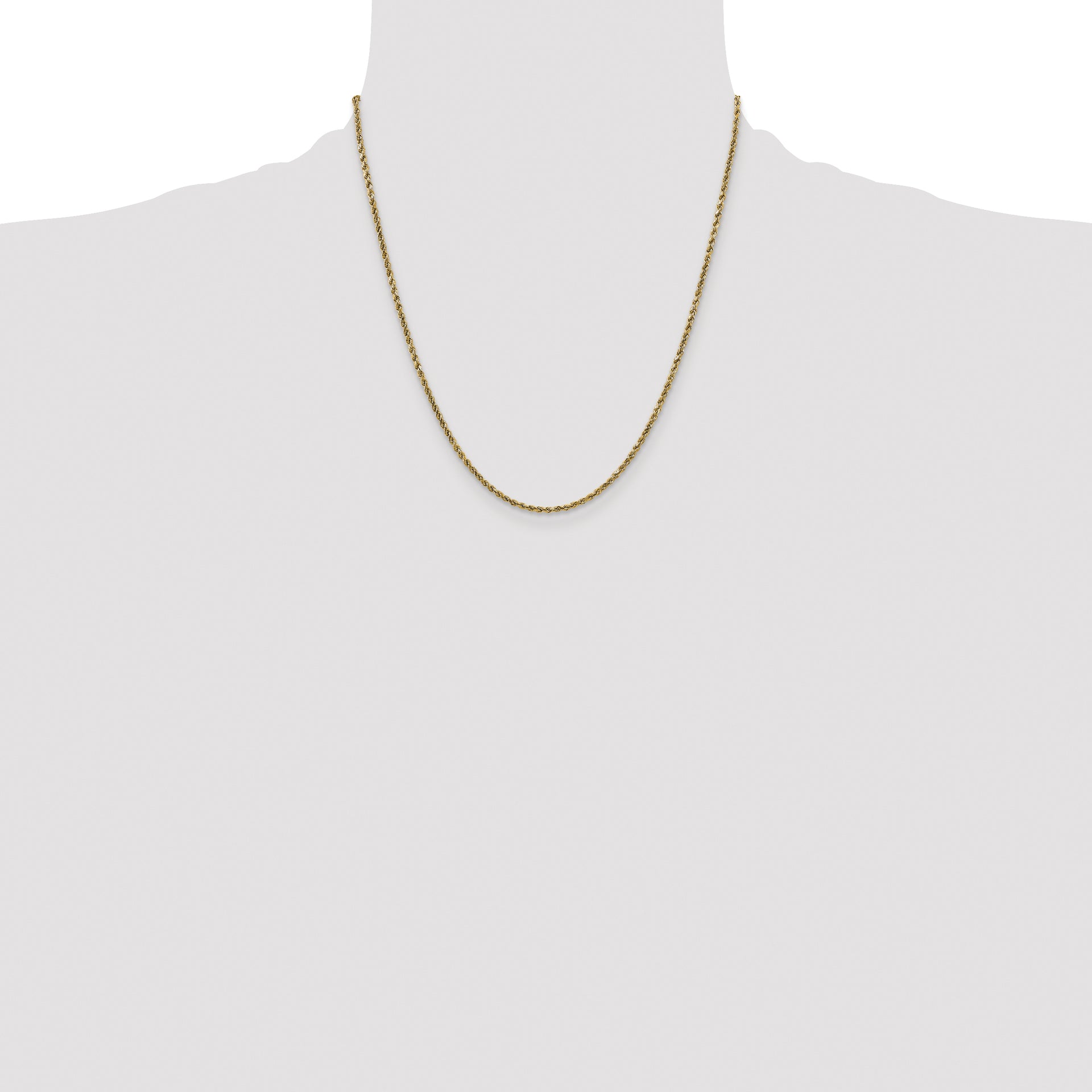 14k 2.25mm Semi-solid D/C Rope Chain