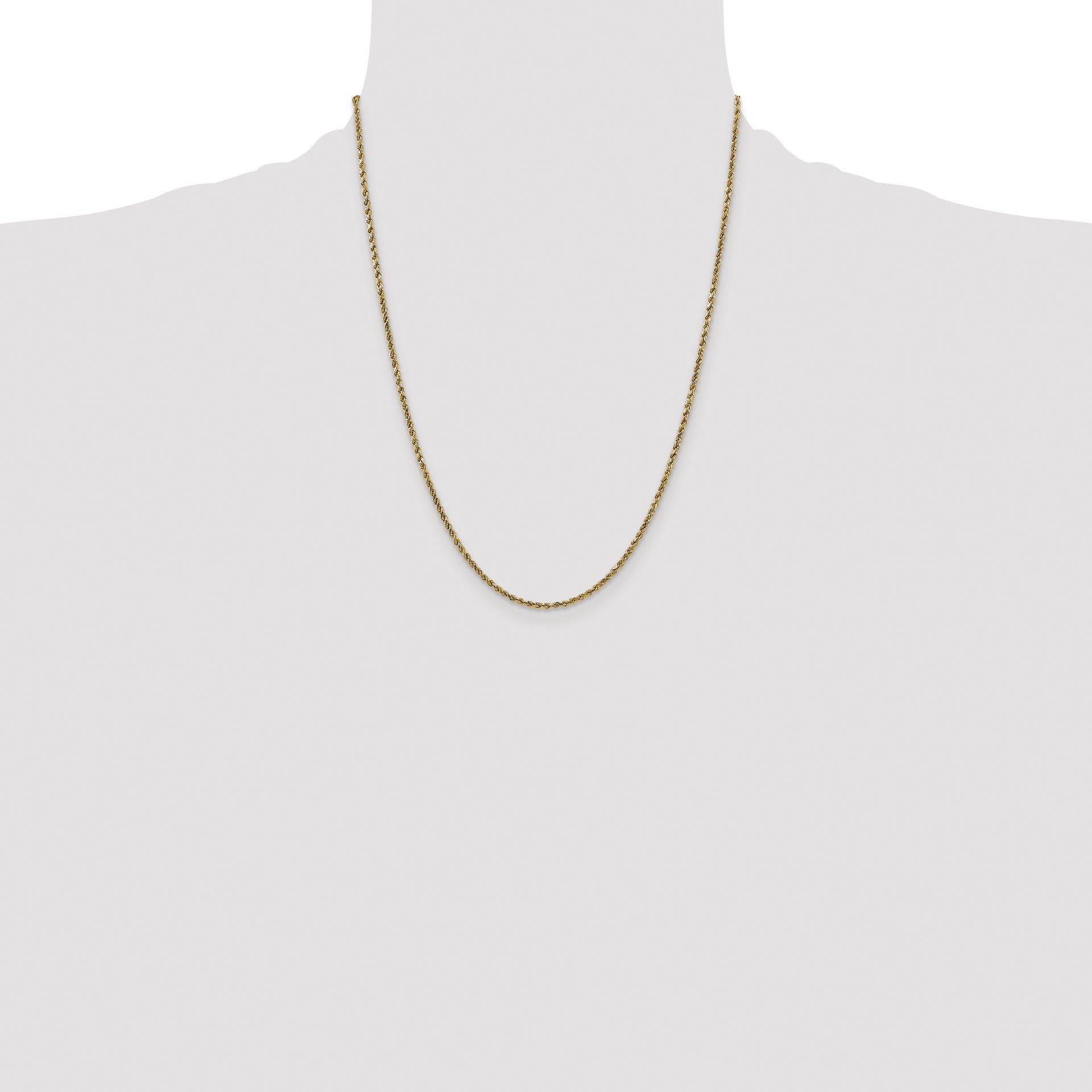 14k 2.25mm Semi-solid D/C Rope Chain