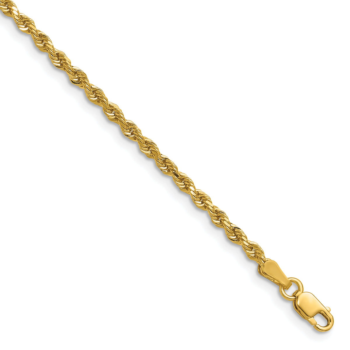 14k 2.5mm Semi-solid D/C Rope Chain