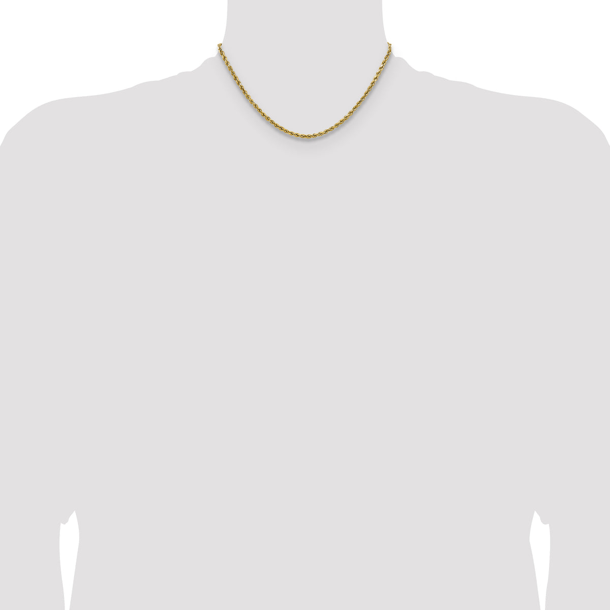 14k 2.5mm Semi-solid D/C Rope Chain