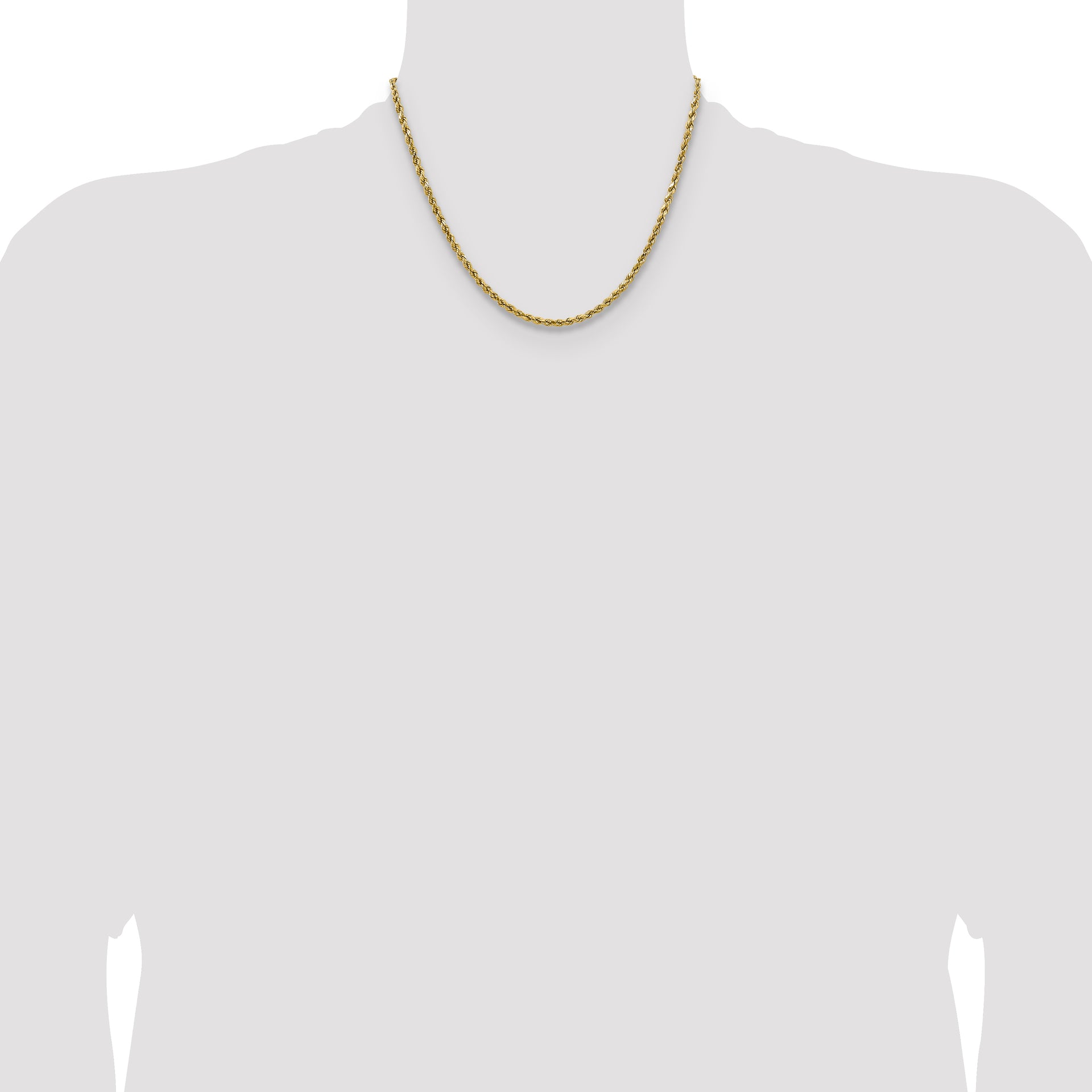 14k 2.5mm Semi-solid D/C Rope Chain