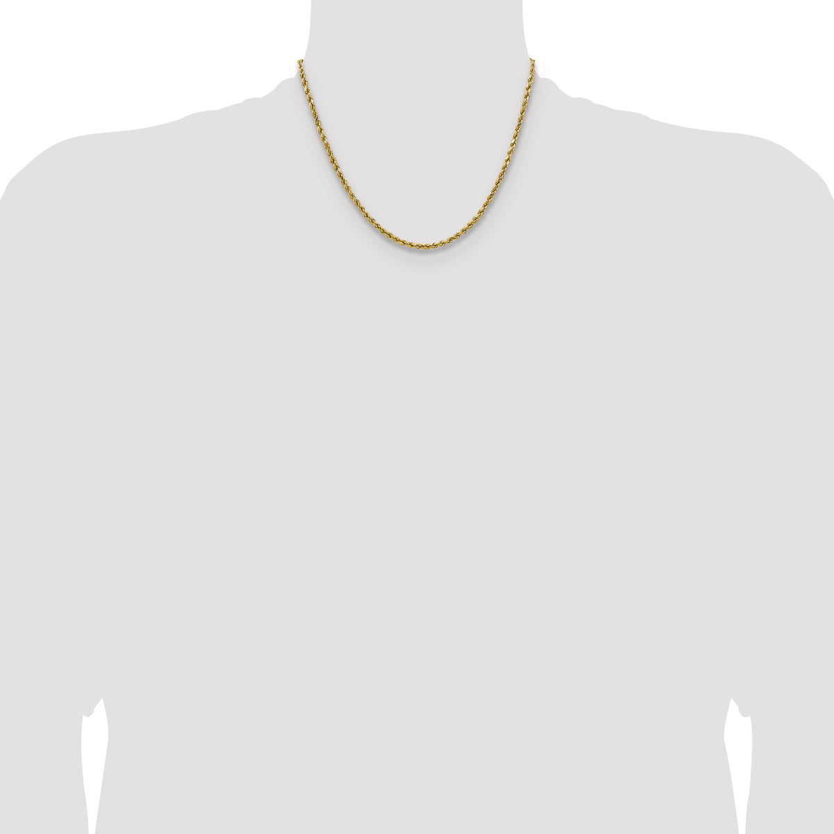14k 2.5mm Semi-solid D/C Rope Chain