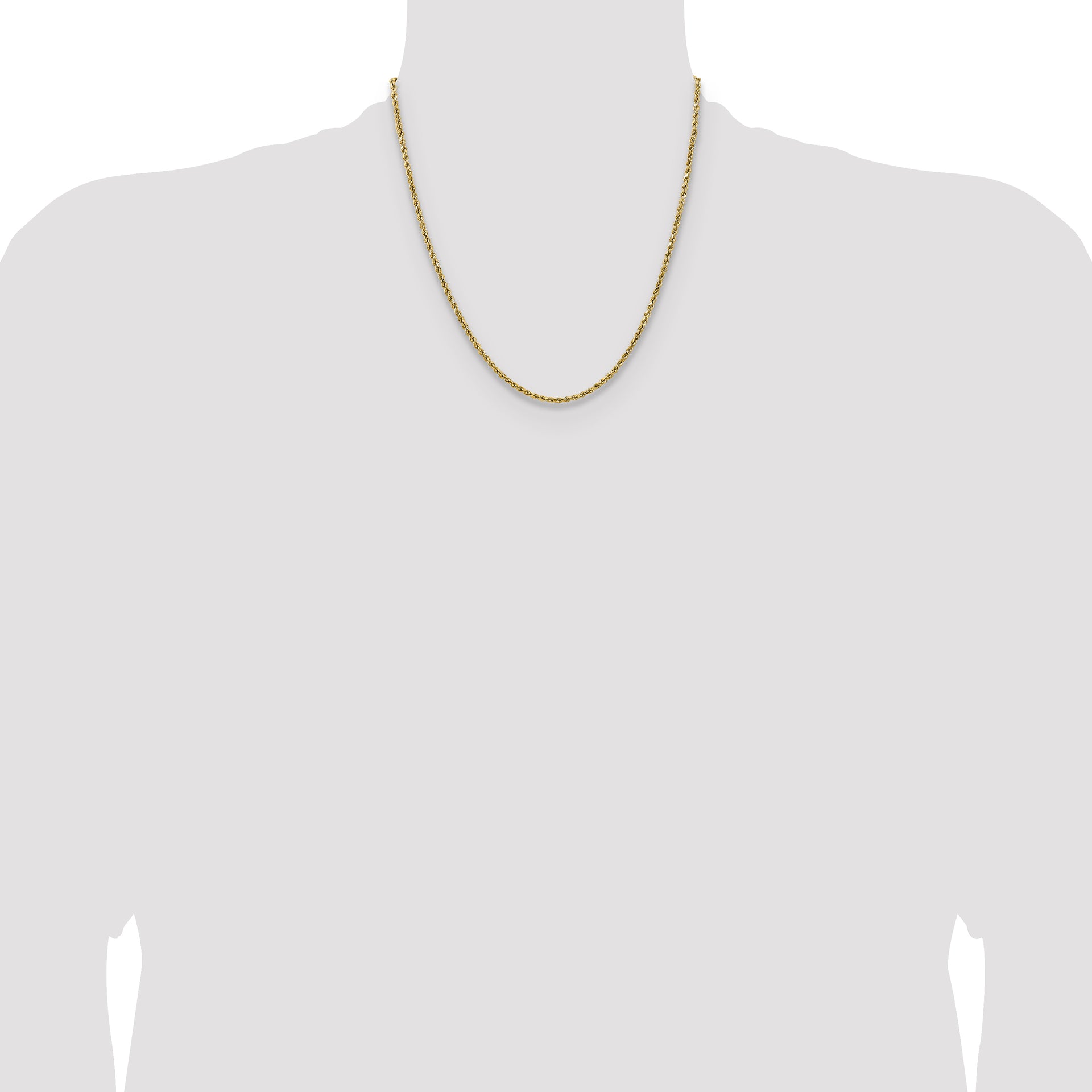 14k 2.5mm Semi-solid D/C Rope Chain