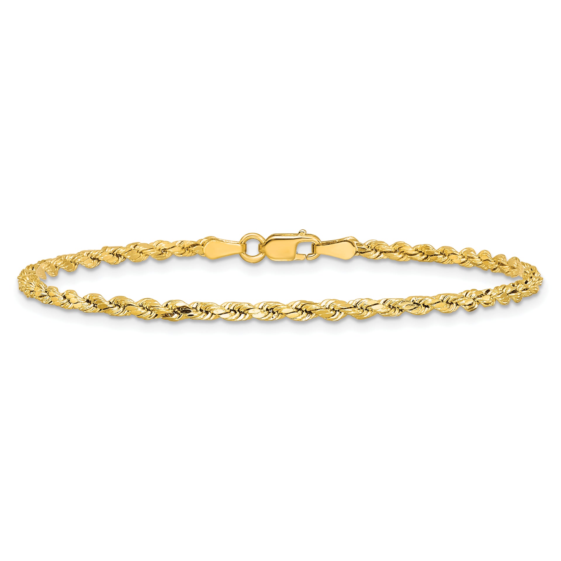 14k 2.5mm Semi-solid D/C Rope Chain