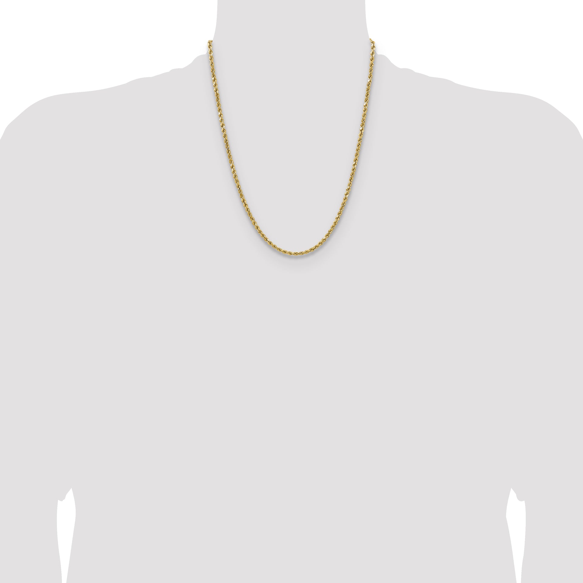 14k 3.5mm Semi-solid D/C Rope Chain