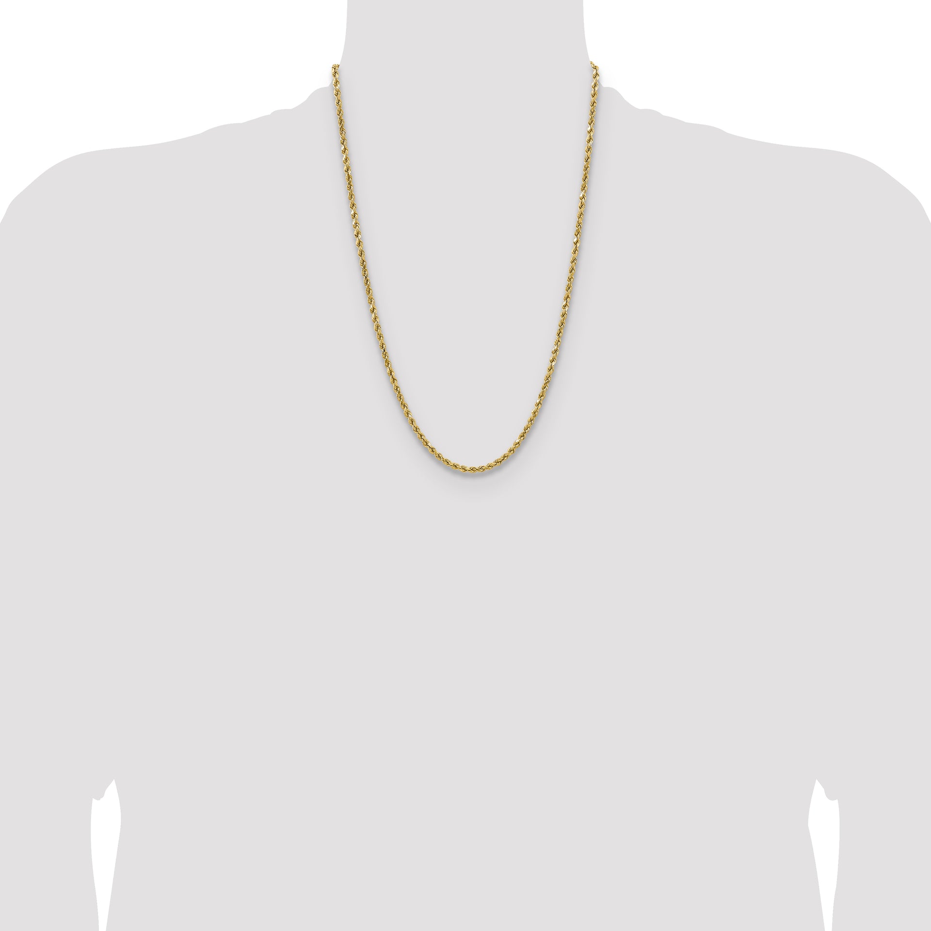 14k 3.5mm Semi-solid D/C Rope Chain