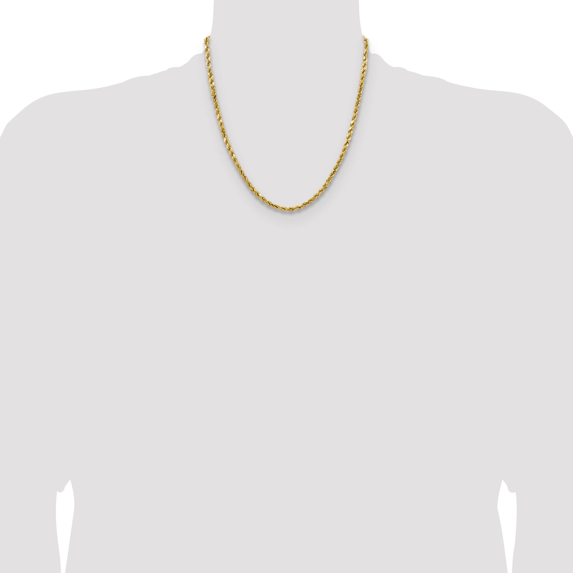 14k 4.0mm Semi-solid D/C Rope Chain