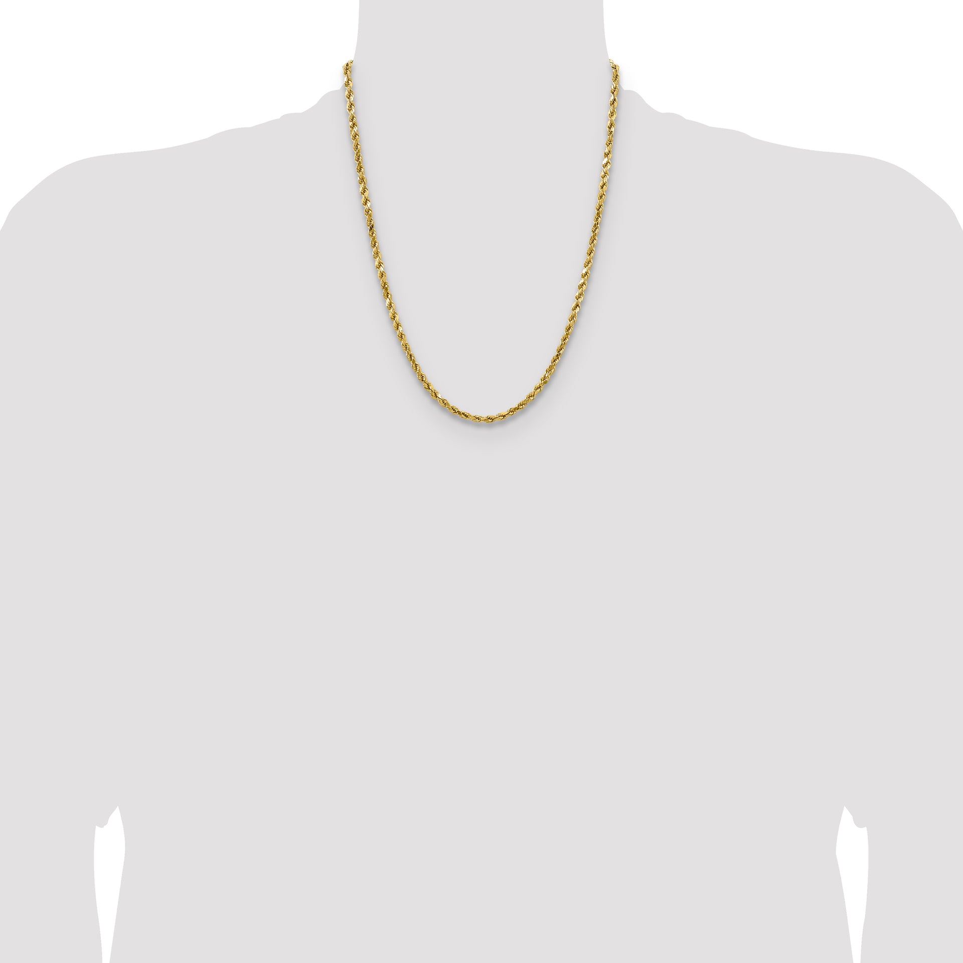 14k 4.0mm Semi-solid D/C Rope Chain