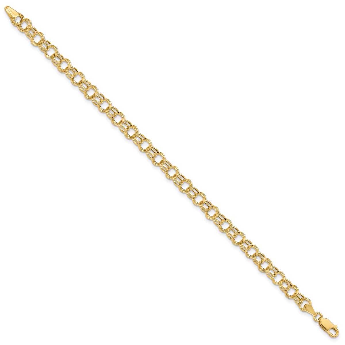 14k Hollow Double Link Charm Bracelet