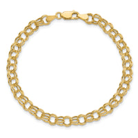 14k Hollow Double Link Charm Bracelet