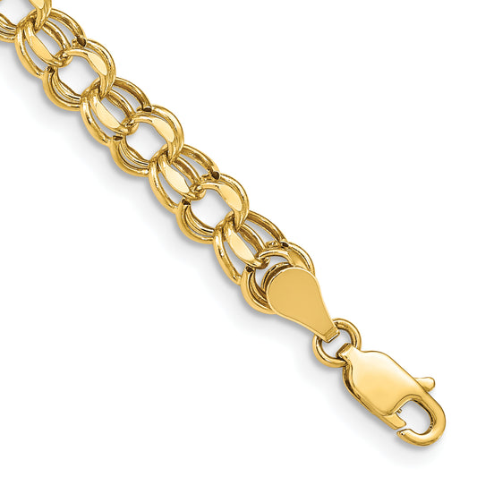 14k 7in 5.5mm Hollow Double Link Charm Bracelet