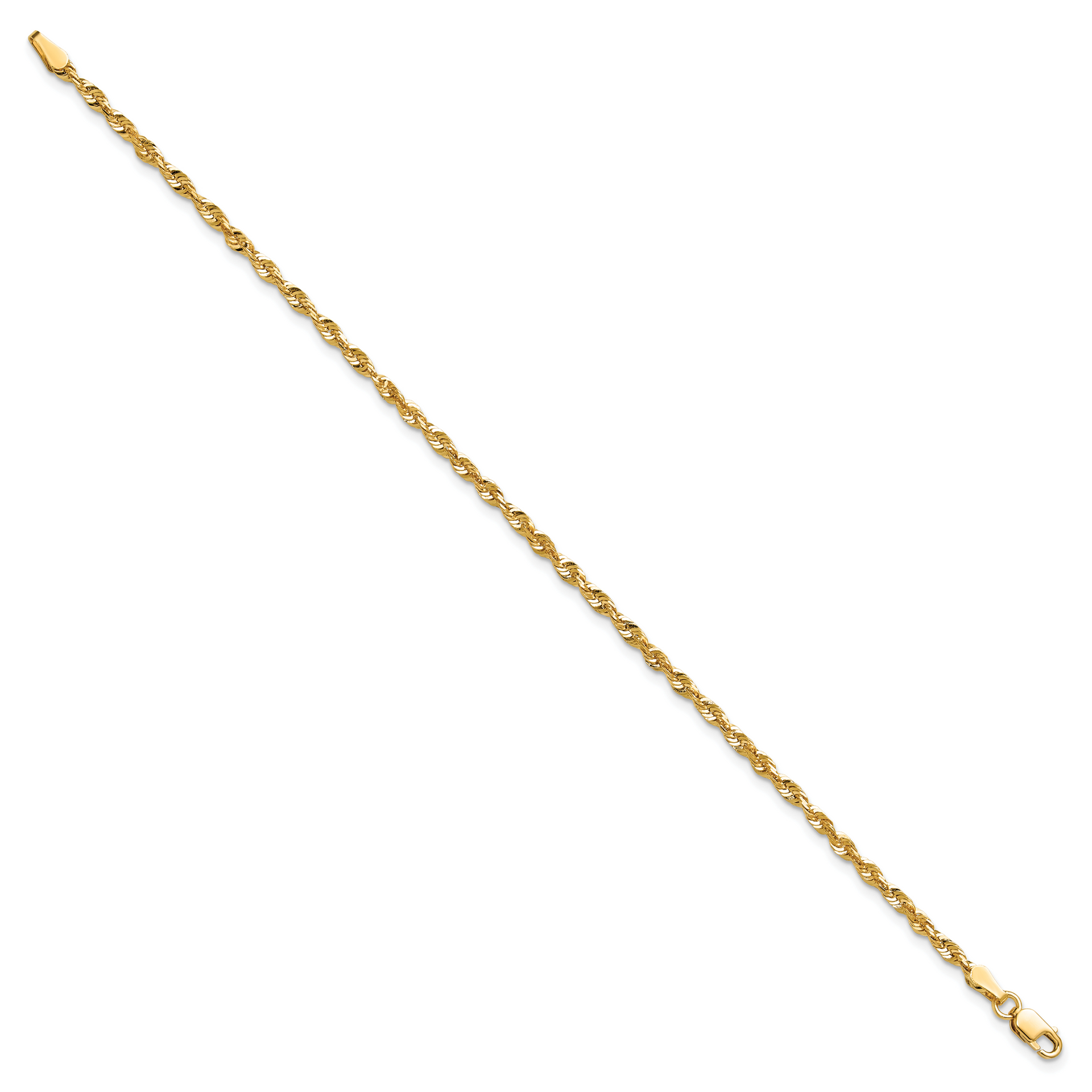 14k 2.5mm Ultra D/C Lightweight Rope Chain Anklet