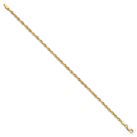 14k 2.5mm Ultra D/C Lightweight Rope Chain Anklet