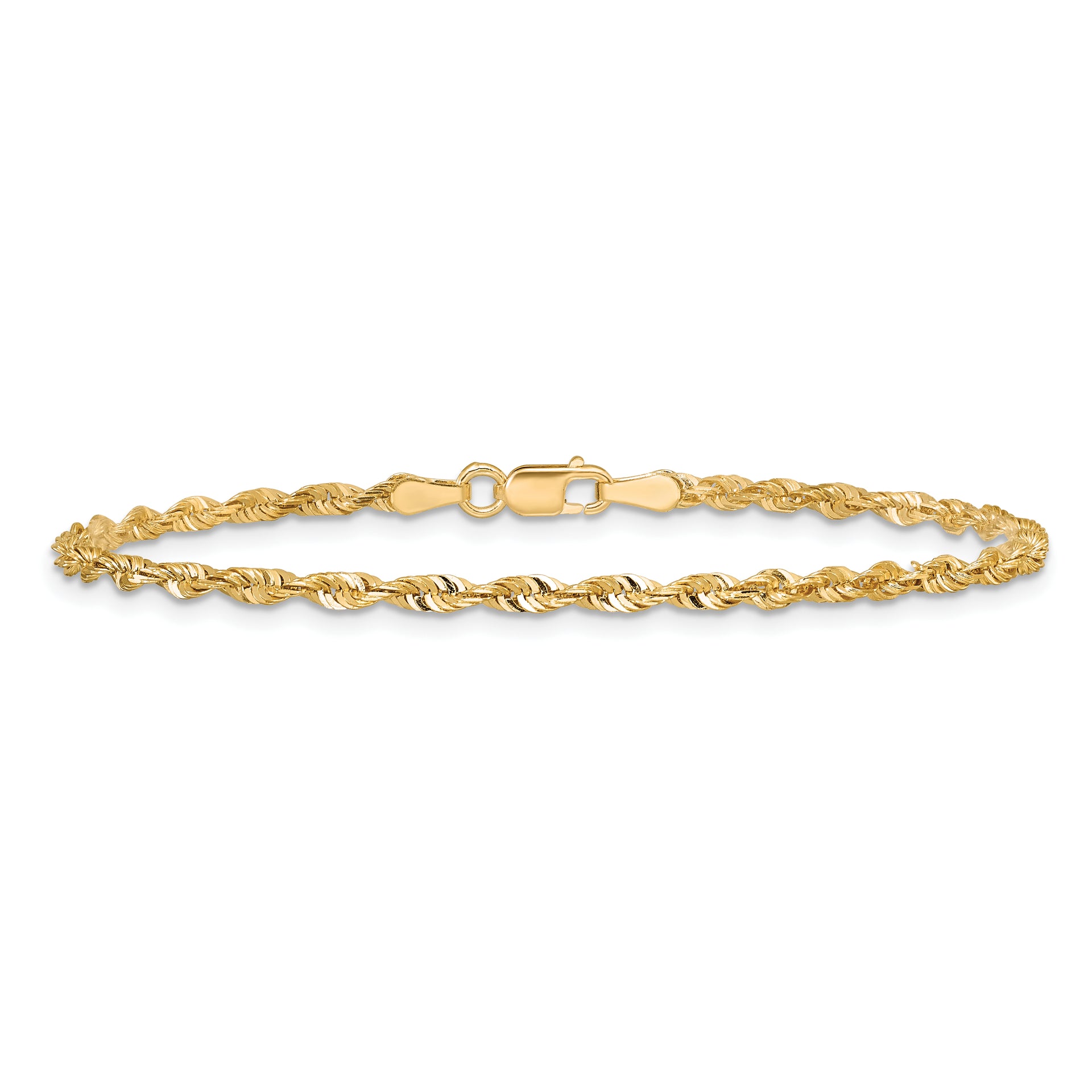14k 2.5mm Ultra D/C Lightweight Rope Chain Anklet