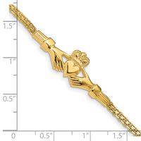 14K Polished Claddagh Bracelet