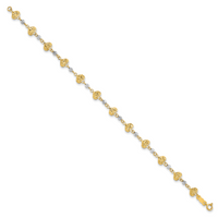 14K Two Tone D/C Heart Link Bracelet