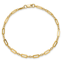 14K Polished Fancy Rectangle Link 7.5in Bracelet