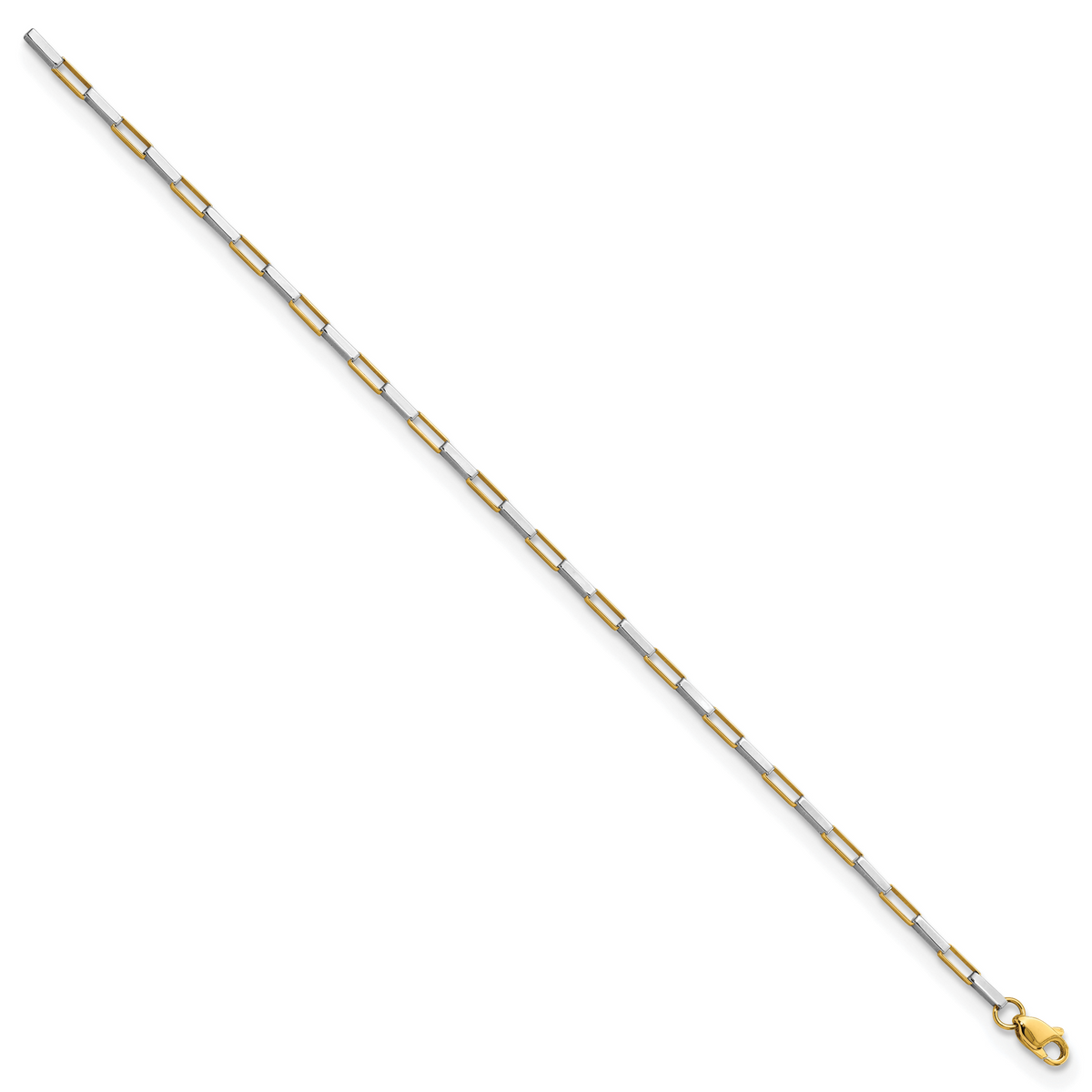 14k Two-tone Polished Fancy Box Links 7.5in Bracelet