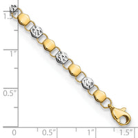 14K and White Rhodium D/C Fancy 7.5in Bracelet