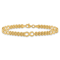 14K Polished Infinity and Fancy Link 7.5in Bracelet