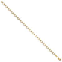 14K Polished Heart Link Bracelet